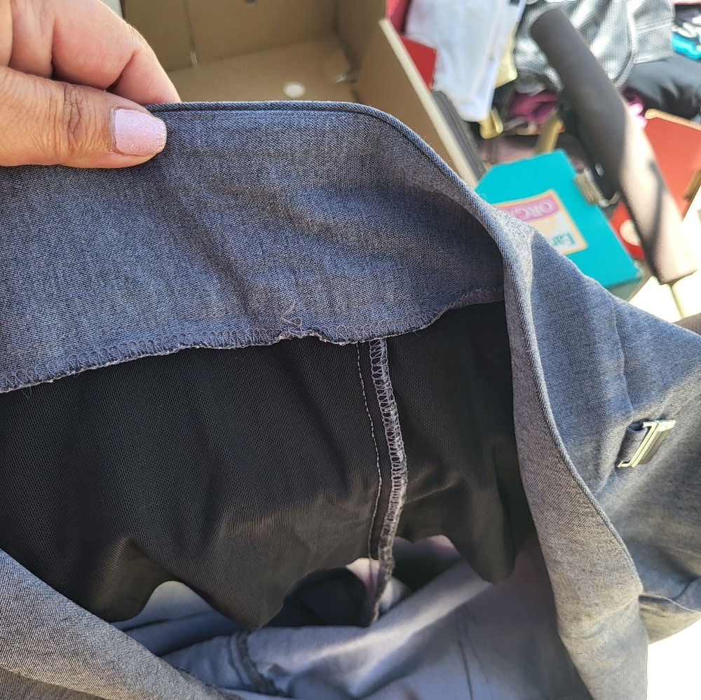 Dress pants, pull on slimming grey pants.